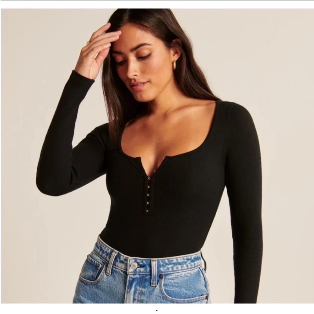 Soft A&F Rib Green Bodysuit with hook & eye closure XL - Picture 7 of 7